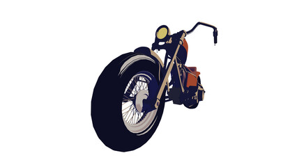 Motorcycle old school chopper machine 3d illustration render PNG