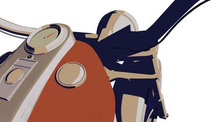 Motorcycle old school chopper machine 3d illustration render PNG