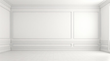 White empty room 3D rendering. Computer.