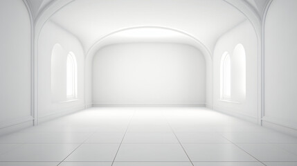 White empty room 3D rendering. Computer.