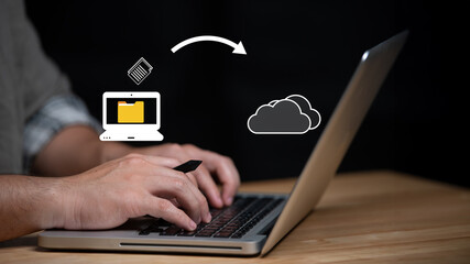 Data transfer through cloud technology Exchange data with modern internet technology that is fast...