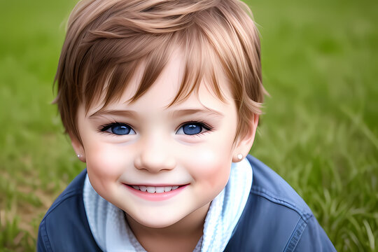portrait of a smiling boy, generative ai
