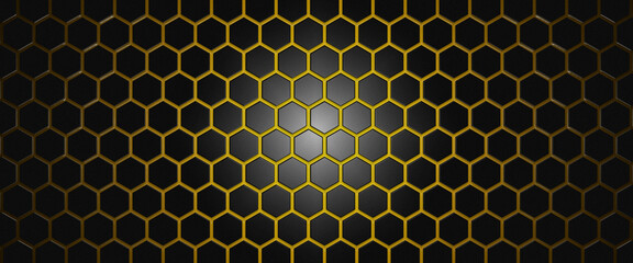 Black and yellow hexagonal technology vector abstract background. futuristic modern technology. Honeycomb texture grid