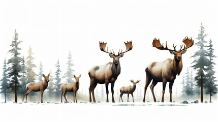Naklejka na ściany i meble Wildlife, forest, woods, animals, wild moose.