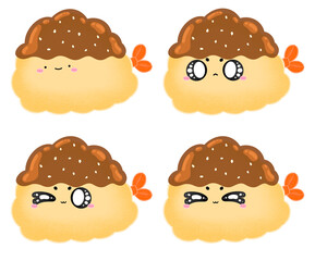 Cute Tempura Mascot Character Kawaii Cartoon illustration Kawaii Tempura Happy Tempura Smiley Tempura Adorable Tempura