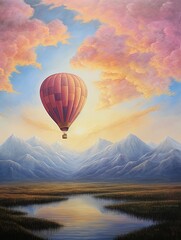 Elevated Dreams: Stunning Hot Air Balloon Landscape Art Poster