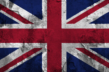 United Kingdom Flag Cracked Concrete Wall Textured Background