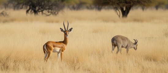 Fototapeta premium A romantic couple of ant antespea exploring the savannah plains in South Africa wildlife
