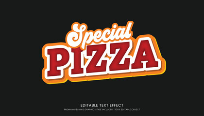 special pizza italian food editable 3d text effect template bold typography and abstract style, food logo and fast food brand