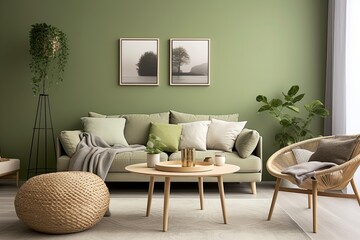 Modern Scandinavian Green Wall Living Room Decor: A Fresh Approach