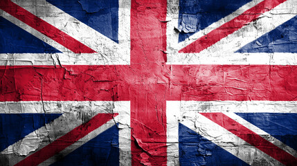 United Kingdom Flag on Dry Cracked Wall Texture