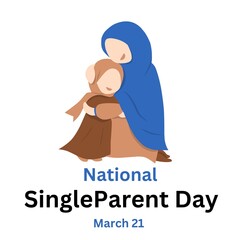 National Single Parent Day Design Concept, suitable for social media post template, poster, greeting card, banner, background, brochure. Illustration 1March 