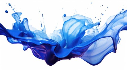 Blue Paint Splash Isolated on White Background. Abstract Liquid Dripped in Motion