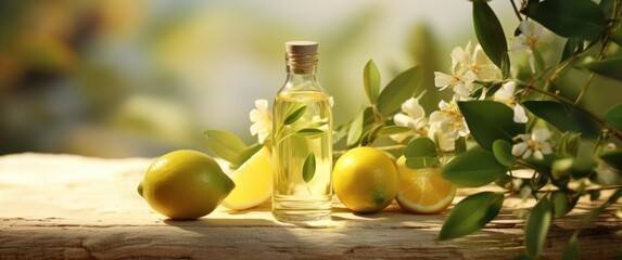 Lemon Essence and Olive Oil Still Life