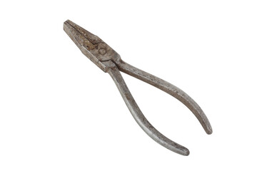 Old metal pliers isolated on white background.