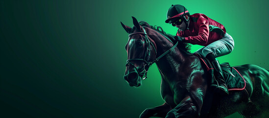 Racing, background, horses, racetrack on neon background