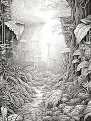 Intricate Zentangle Horizons: Modern Abstract Art - Detailed Landscape Drawings