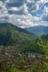 Naklejka na ściany i meble Small Ukrainian village in the Carpathian Mountains
