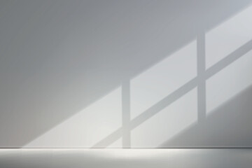 Minimalist composition of light and shadow on a white wall