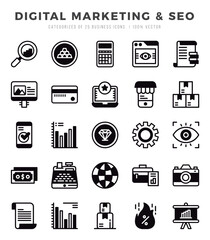 Vector Digital Marketing & SEO types icon set in Lineal Filled style. vector illustration.