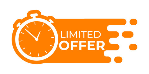 Illustration of a limited time offer with a stopwatch. Limited offer icon for banner, poster.
