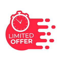 Illustration of a limited time offer with a stopwatch. Limited offer icon for banner, poster.