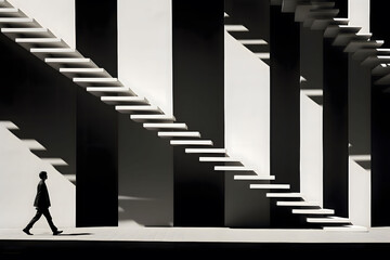 Abstract stairs in black and white