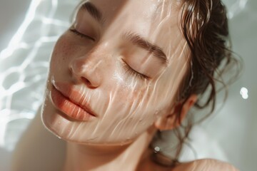 Young woman applying skincare product for healthy glowing skin - Powered by Adobe