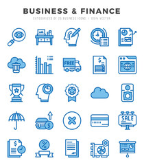 Vector icons set of Business & Finance. Two Color style Icons.