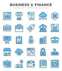 Set of Business & Finance icons in Two Color style. Two Color Icons symbol collection.