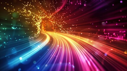 A dazzling display of vibrant colors dances across the night sky as a laser light streaks through the darkness, illuminating the world with its magical glow