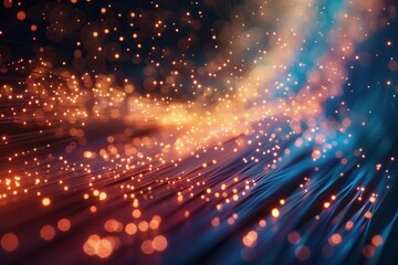Obraz premium fiber optic light moving while data transfer. Background Generative AI