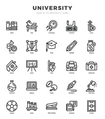 Set of 25 Universityl Lineal Icons Pack.