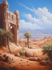 Fototapeta na wymiar Majestic Deserted Palaces and Sand Castles - Captivating Desert Landscape Art