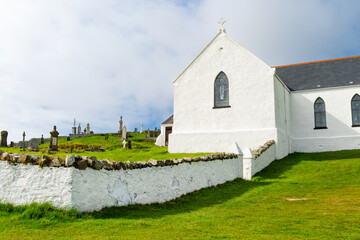 Fototapeta na wymiar St. Mary's Parish Church, located in Lagg, the second most northerly Catholic church and one of the oldest Catholic churches still in use in Ireland, county Donegal, Ireland.