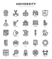 Universityl icons set. Collection of simple Lineal web icons.