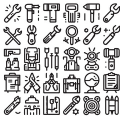 icon set file vector illustration line art 1