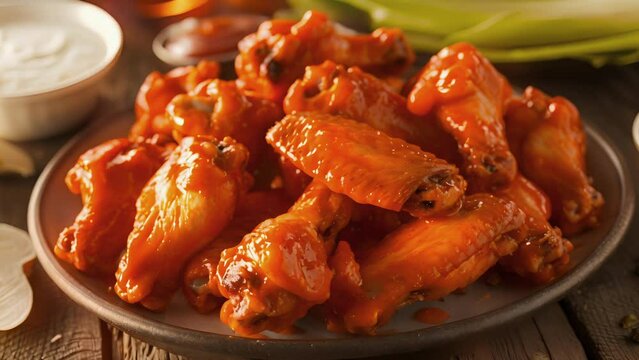 Mouthwatering buffalo wings smothered in a tonguetingling hot sauce perfect for those who like it hot and y.
