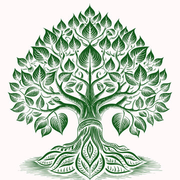 bodhi tree with leaves