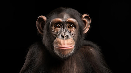Chimpanzee isolated on black background