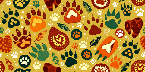 Detailed Animal Tracks Pattern - obrazy, fototapety, plakaty