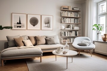 Scandinavian Mid-century Modern Flat: Sleek Furniture Living Space Highlight