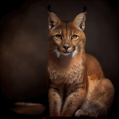 Obraz premium Majestic African Golden Cat Portrait in Professional Studio Setting
