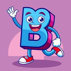 Playful B Letter Mascot Character