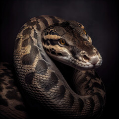 Fototapeta premium Majestic Anaconda Portrait Against a Dark Studio Background