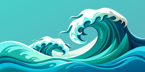 Fototapeta na wymiar Ocean Wave Captured in a Simple Curve