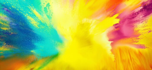 Color splash wallpaper holi coloring backgrounds,  dark yellow and light aquamarine, motion blur panorama, bold colors, heavy brushstrokes, yellow and azure, textured backgrounds, sun-soaked colours.
