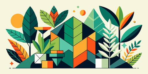 Overlapping Geometric Plant Forms