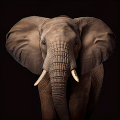 Majestic Elephant Portrait in Dark Studio Setting