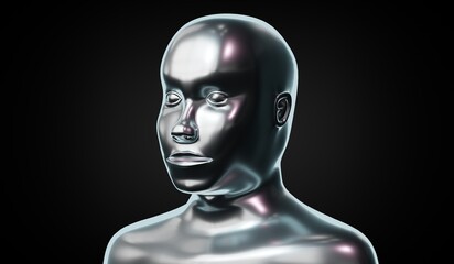 Metallic head shape - 3D illustration